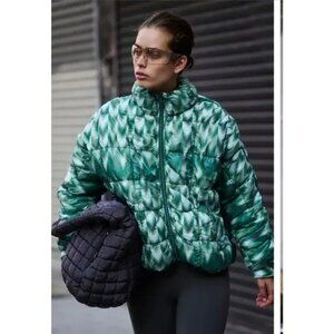 Free People Pippa Packable  Jacket Scrunchy Glossy Printed Womens S Gorpcore